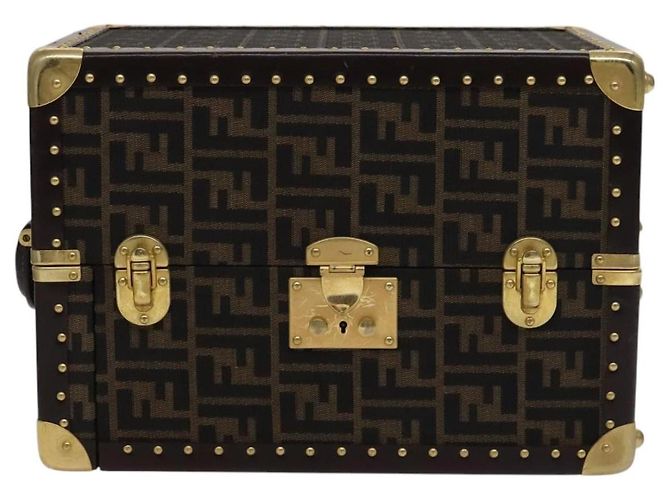 FENDI Zucca Canvas Schmuckkoffer Schmuckbox Schwarz Braun Auth 113789SV - Ansicht 13