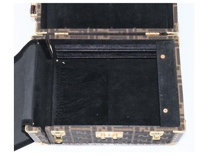 FENDI Zucca Canvas Schmuckkoffer Schmuckbox Schwarz Braun Auth 113789SV - Ansicht 27