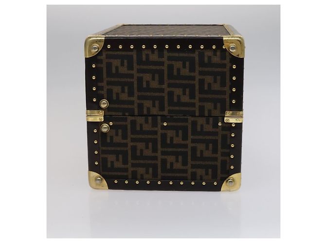 FENDI Zucca Canvas Schmuckkoffer Schmuckbox Schwarz Braun Auth 113789SV - Ansicht 3