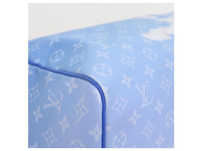 LOUIS VUITTON Borsa Keepall Bandoulière 50 Monogram Clouds M45428 LV Auth 56645S Bianco Blu - vista 15