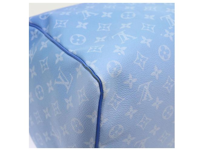 LOUIS VUITTON Borsa Keepall Bandoulière 50 Monogram Clouds M45428 LV Auth 56645S Bianco Blu - vista 17