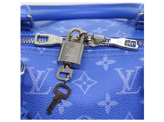 LOUIS VUITTON Borsa Keepall Bandoulière 50 Monogram Clouds M45428 LV Auth 56645S Bianco Blu - vista 19