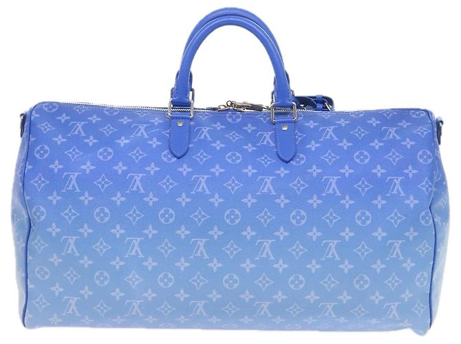 LOUIS VUITTON Borsa Keepall Bandoulière 50 Monogram Clouds M45428 LV Auth 56645S Bianco Blu - vista 2