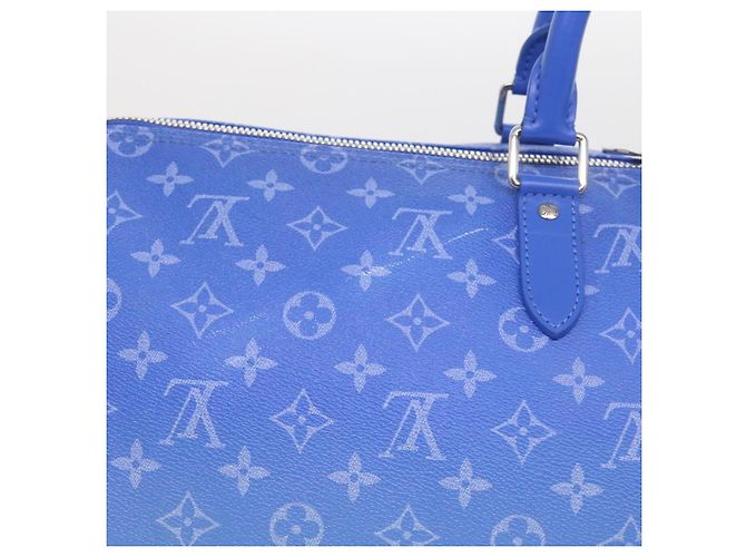 LOUIS VUITTON Borsa Keepall Bandoulière 50 Monogram Clouds M45428 LV Auth 56645S Bianco Blu - vista 3