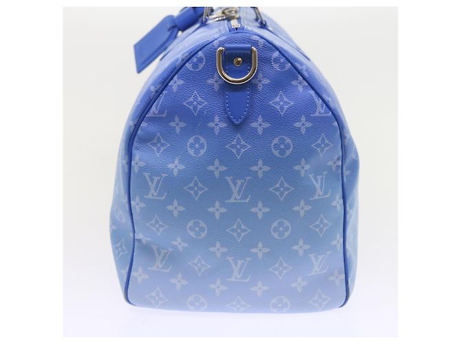 LOUIS VUITTON Borsa Keepall Bandoulière 50 Monogram Clouds M45428 LV Auth 56645S Bianco Blu - vista 4