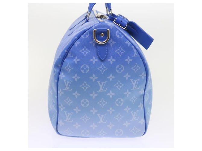 LOUIS VUITTON Borsa Keepall Bandoulière 50 Monogram Clouds M45428 LV Auth 56645S Bianco Blu - vista 5