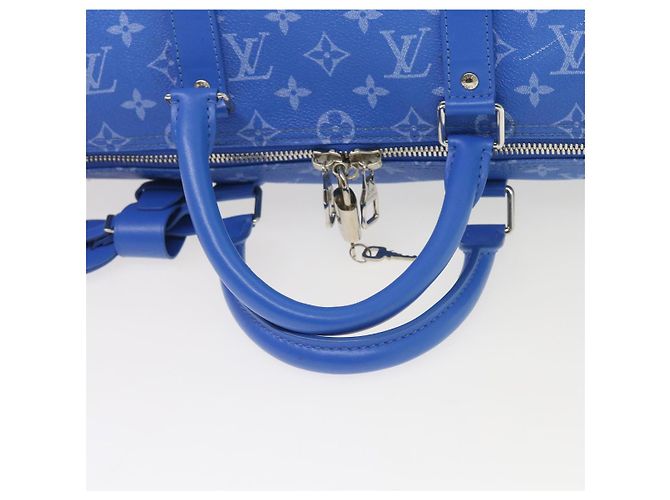 LOUIS VUITTON Borsa Keepall Bandoulière 50 Monogram Clouds M45428 LV Auth 56645S Bianco Blu - vista 8