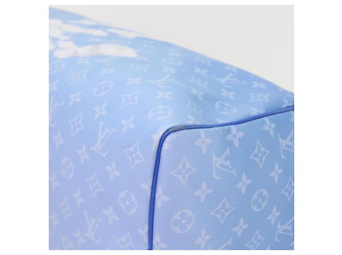 LOUIS VUITTON Borsa Keepall Bandoulière 50 Monogram Clouds M45428 LV Auth 56645S Bianco Blu - vista 9