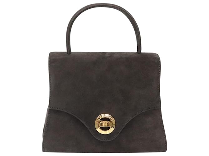Borsa a mano GIVENCHY in suede grigio e oro Auth bs27976 Marrone D'oro - vista 13