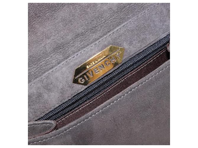 Borsa a mano GIVENCHY in suede grigio e oro Auth bs27976 Marrone D'oro - vista 17