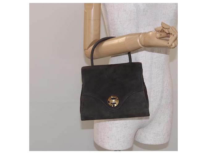 Borsa a mano GIVENCHY in suede grigio e oro Auth bs27976 Marrone D'oro - vista 21