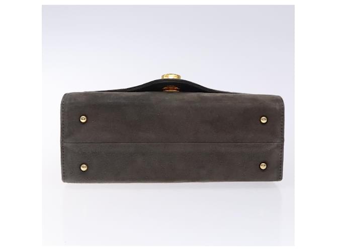Borsa a mano GIVENCHY in suede grigio e oro Auth bs27976 Marrone D'oro - vista 5