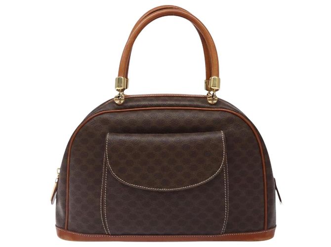 Céline Borsa a mano in tela Macadam CELINE in pelle PVC marrone e oro Auth gh484 D'oro - vista 13
