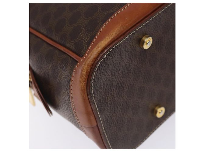 Céline Borsa a mano in tela Macadam CELINE in pelle PVC marrone e oro Auth gh484 D'oro - vista 14
