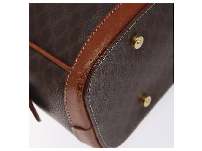 Céline Borsa a mano in tela Macadam CELINE in pelle PVC marrone e oro Auth gh484 D'oro - vista 16