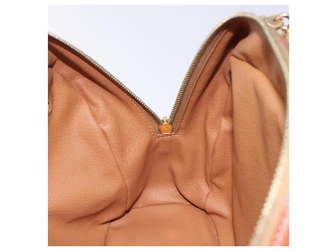Céline Borsa a mano in tela Macadam CELINE in pelle PVC marrone e oro Auth gh484 D'oro - vista 19