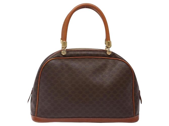 Céline Borsa a mano in tela Macadam CELINE in pelle PVC marrone e oro Auth gh484 D'oro - vista 2