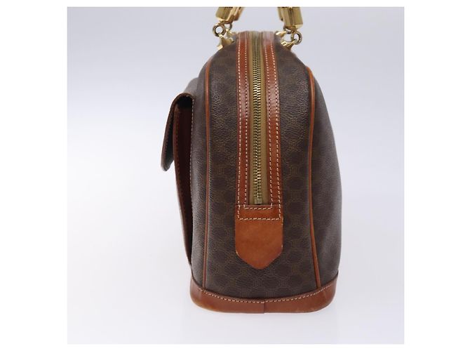 Céline Borsa a mano in tela Macadam CELINE in pelle PVC marrone e oro Auth gh484 D'oro - vista 4