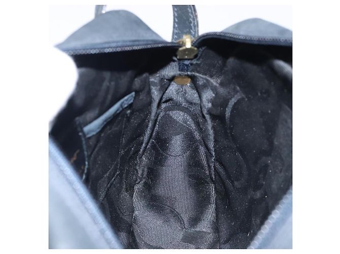 Borsa a Spalla Vala in Camoscio Blu Navy e Oro di Salvatore Ferragamo Auth gh351 - vista 19