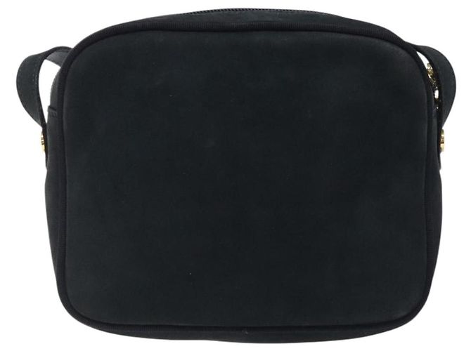 Borsa a Spalla Vala in Camoscio Blu Navy e Oro di Salvatore Ferragamo Auth gh351 - vista 2