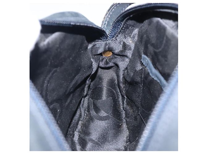 Borsa a Spalla Vala in Camoscio Blu Navy e Oro di Salvatore Ferragamo Auth gh351 - vista 20