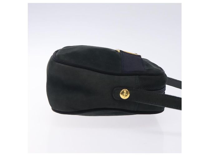 Borsa a Spalla Vala in Camoscio Blu Navy e Oro di Salvatore Ferragamo Auth gh351 - vista 3