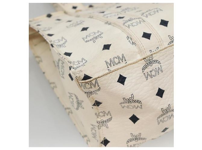 Borsa a spalla MCM Logogram Vicetos in pelle PVC bianca e oro Auth BA3867 Bianco D'oro - vista 16