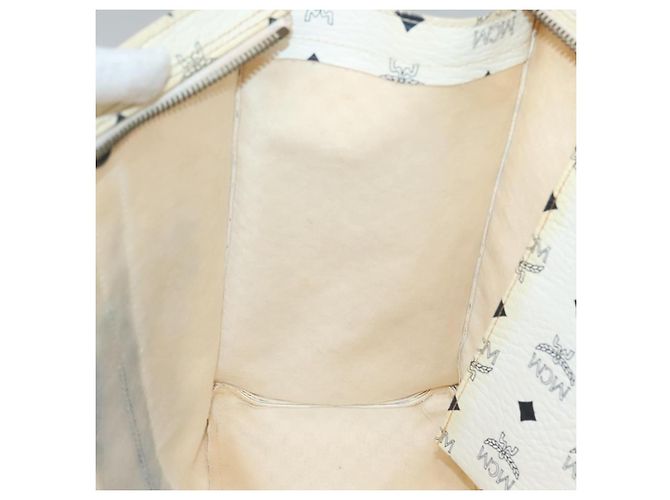 Borsa a spalla MCM Logogram Vicetos in pelle PVC bianca e oro Auth BA3867 Bianco D'oro - vista 18