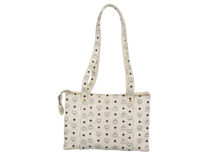 Borsa a spalla MCM Logogram Vicetos in pelle PVC bianca e oro Auth BA3867 Bianco D'oro - vista 2