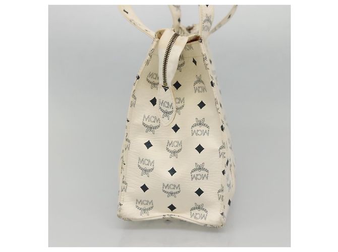 Borsa a spalla MCM Logogram Vicetos in pelle PVC bianca e oro Auth BA3867 Bianco D'oro - vista 4