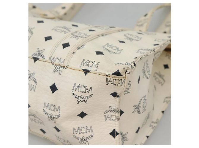 Borsa a spalla MCM Logogram Vicetos in pelle PVC bianca e oro Auth BA3867 Bianco D'oro - vista 9