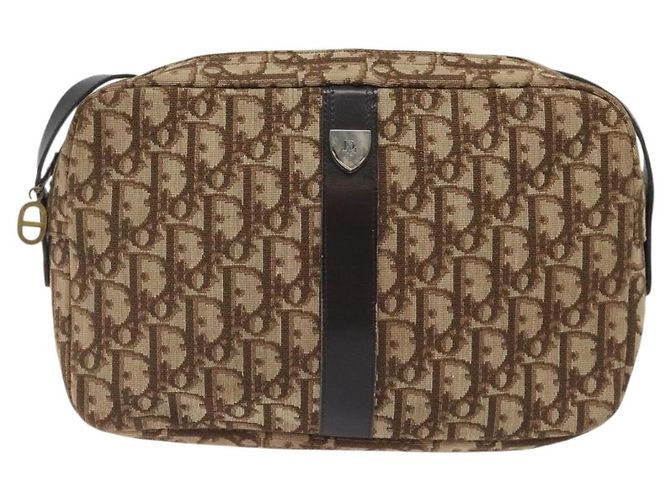 Borsa a Spalla in Tela Trotter Christian Dior Marrone Auth 131685 - vista 13