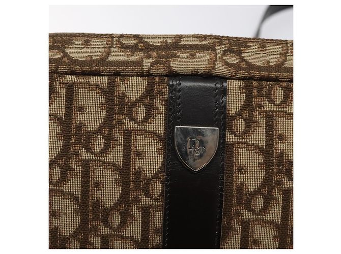 Borsa a Spalla in Tela Trotter Christian Dior Marrone Auth 131685 - vista 17