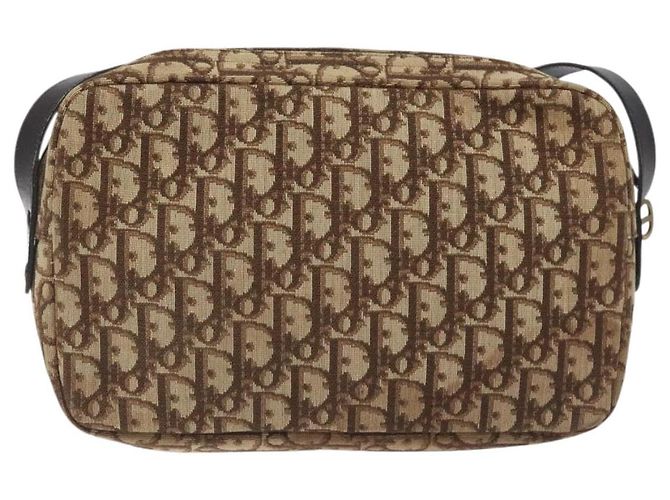 Borsa a Spalla in Tela Trotter Christian Dior Marrone Auth 131685 - vista 2