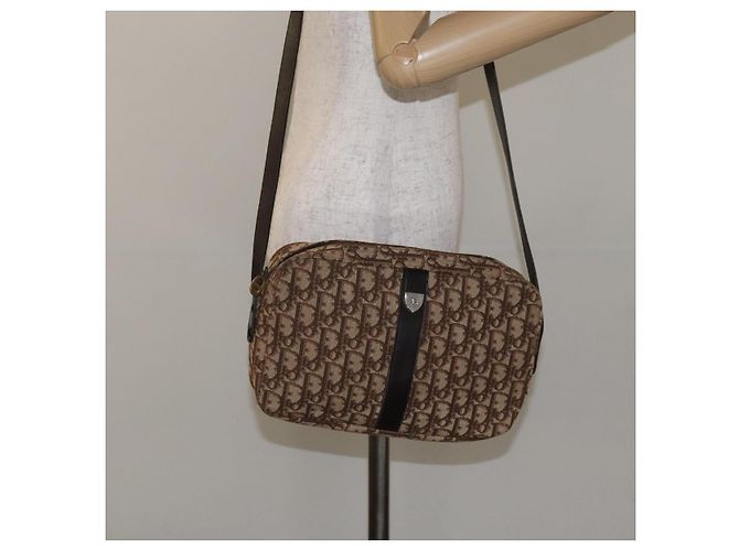 Borsa a Spalla in Tela Trotter Christian Dior Marrone Auth 131685 - vista 20