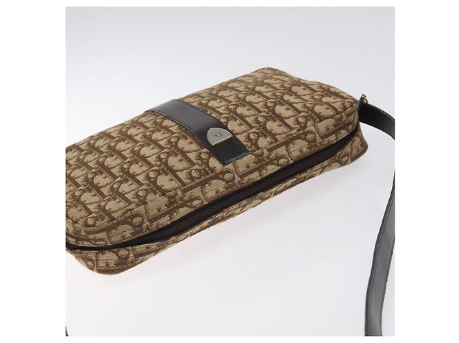 Borsa a Spalla in Tela Trotter Christian Dior Marrone Auth 131685 - vista 6
