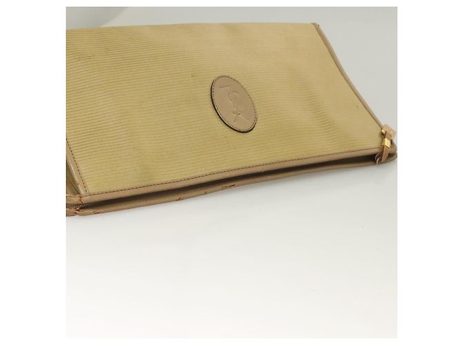 SAINT LAURENT Clutch Borsa in Pelle PVC 4Set Nero Grigio Beige Auth bs27239 Marrone - vista 5