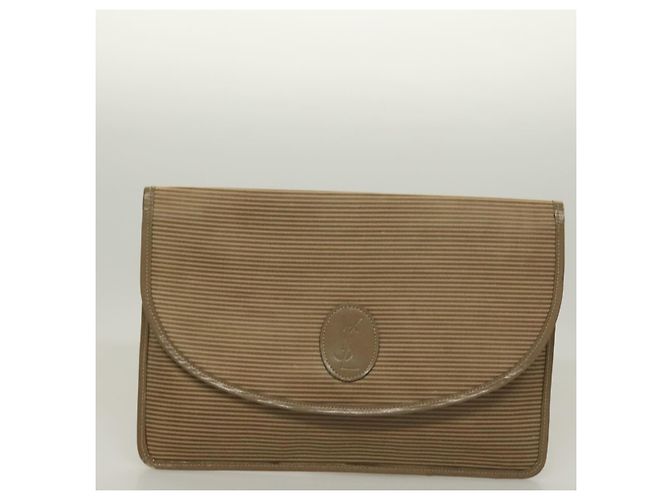 SAINT LAURENT Clutch Borsa in Pelle PVC 4Set Nero Grigio Beige Auth bs27239 Marrone - vista 8