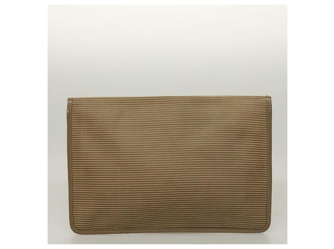 SAINT LAURENT Clutch Borsa in Pelle PVC 4Set Nero Grigio Beige Auth bs27239 Marrone - vista 9