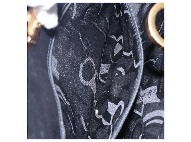 Borsa a Spalla in Pelle Gancini Chain di Salvatore Ferragamo Nero Oro Auth yk18587 - vista 19