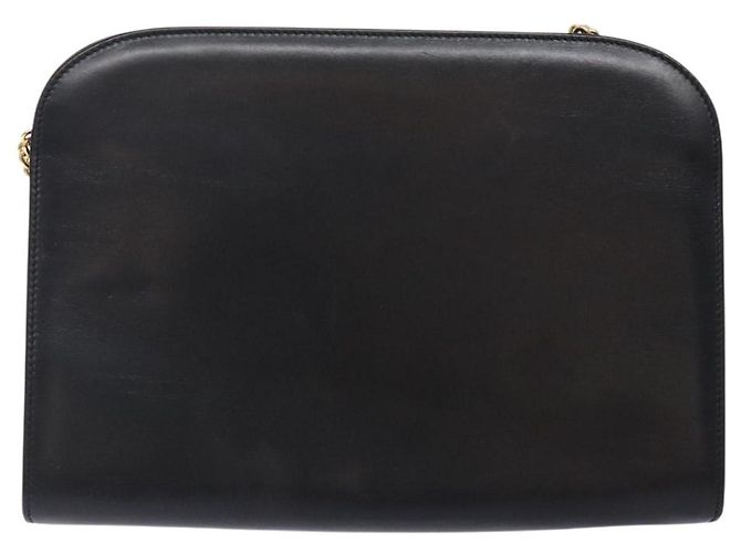 Borsa a Spalla in Pelle Gancini Chain di Salvatore Ferragamo Nero Oro Auth yk18587 - vista 2