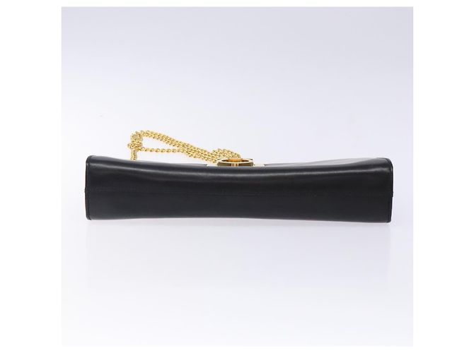Borsa a Spalla in Pelle Gancini Chain di Salvatore Ferragamo Nero Oro Auth yk18587 - vista 5