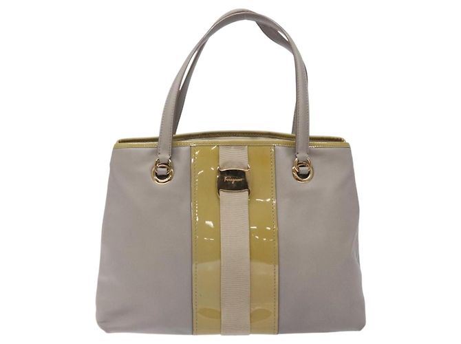 Borsa a mano Vala in pelle grigia e oro Salvatore Ferragamo Auth bs27995 Marrone D'oro - vista 13