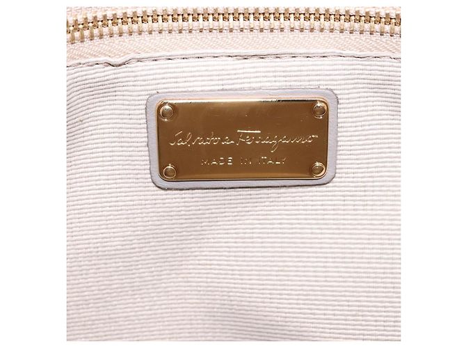 Borsa a mano Vala in pelle grigia e oro Salvatore Ferragamo Auth bs27995 Marrone D'oro - vista 17