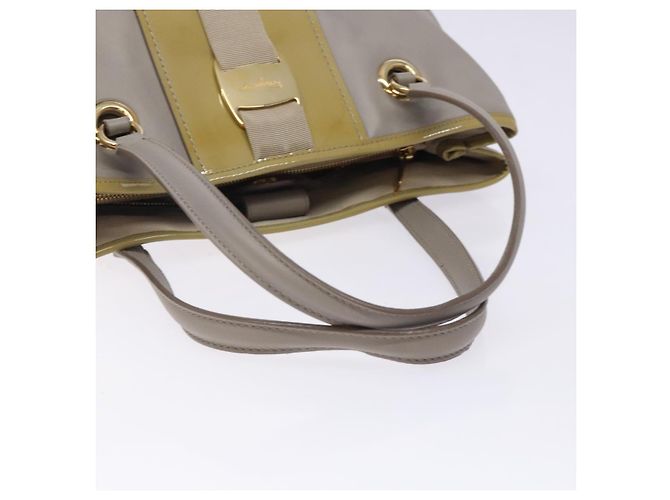 Borsa a mano Vala in pelle grigia e oro Salvatore Ferragamo Auth bs27995 Marrone D'oro - vista 7
