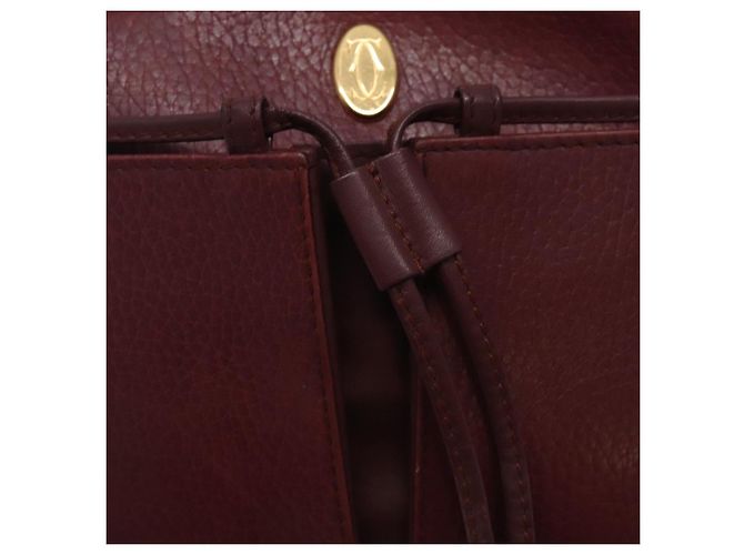 Borsa a Spalla Cartier in Pelle Bordeaux Oro Auth bs28003 D'oro Bordò - vista 10
