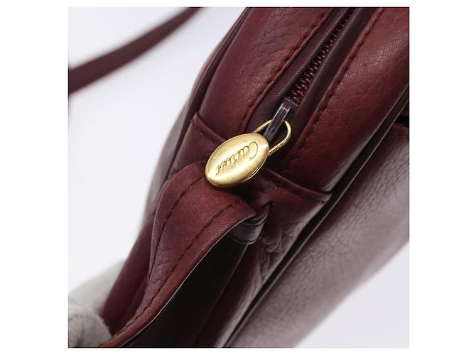Borsa a Spalla Cartier in Pelle Bordeaux Oro Auth bs28003 D'oro Bordò - vista 11