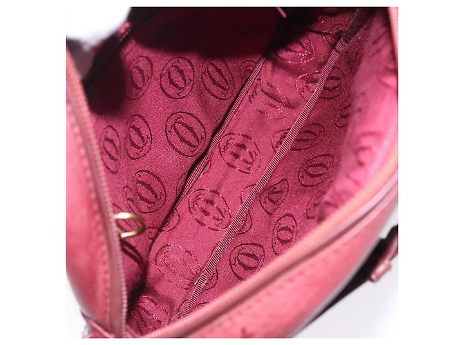 Borsa a Spalla Cartier in Pelle Bordeaux Oro Auth bs28003 D'oro Bordò - vista 12