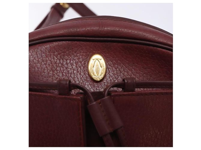 Borsa a Spalla Cartier in Pelle Bordeaux Oro Auth bs28003 D'oro Bordò - vista 17