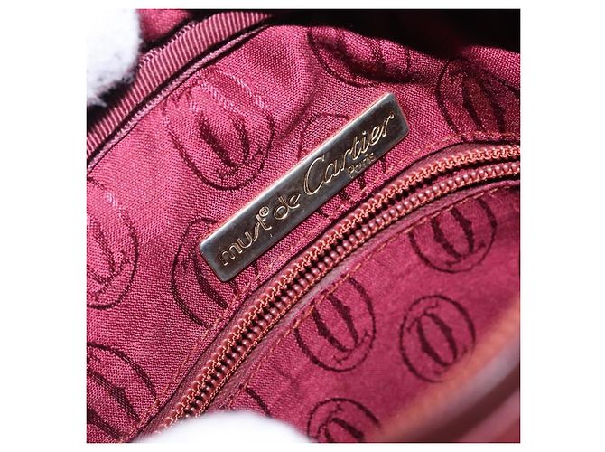 Borsa a Spalla Cartier in Pelle Bordeaux Oro Auth bs28003 D'oro Bordò - vista 18